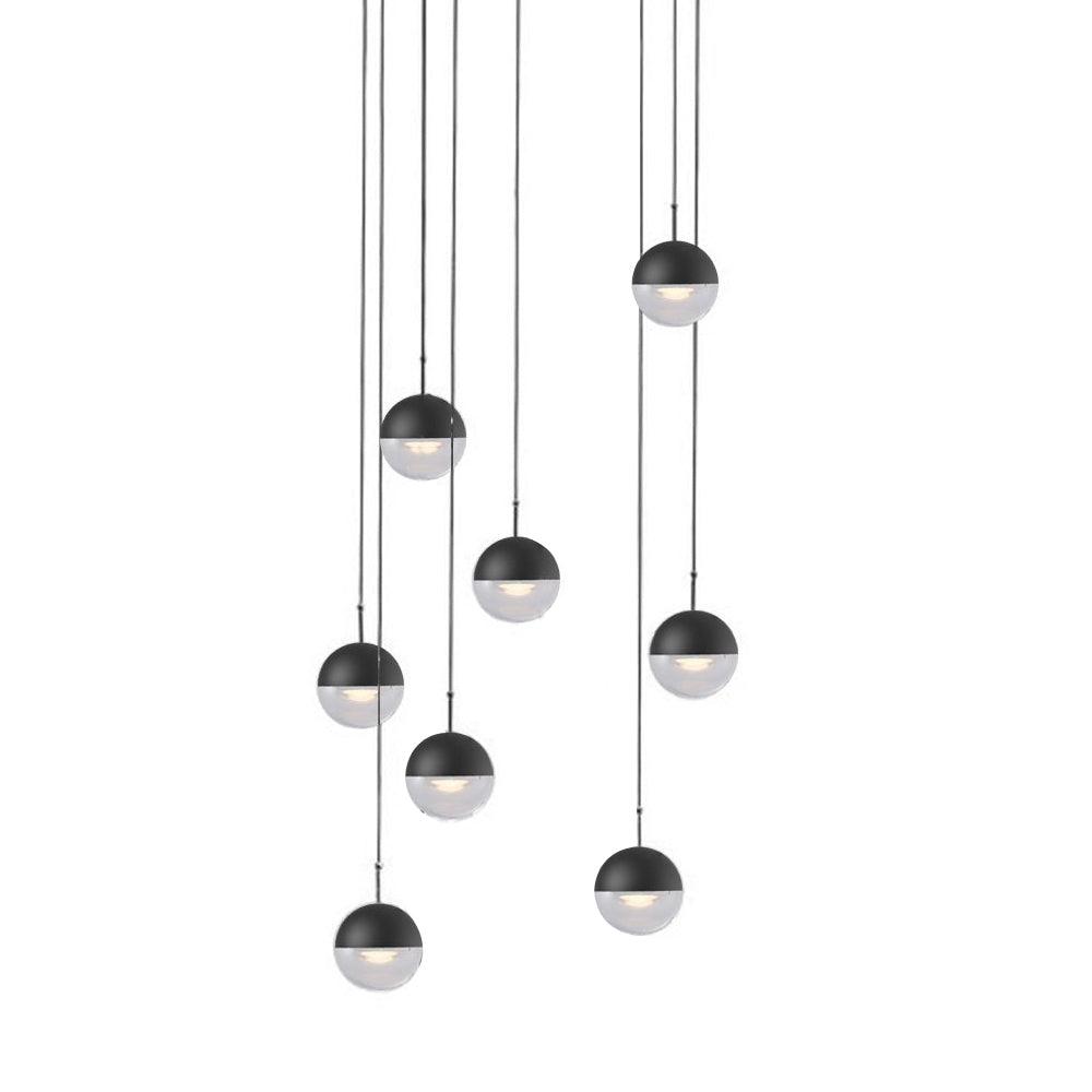 Solara Pendant Lamp Steel Glass Multi Drop Minimalist Staircase - Letslighting