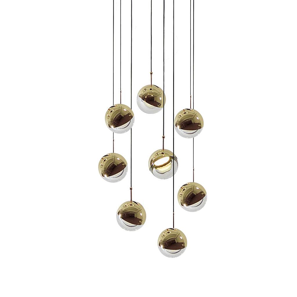 Solara Pendant Lamp Steel Glass Multi Drop Minimalist Staircase - Letslighting