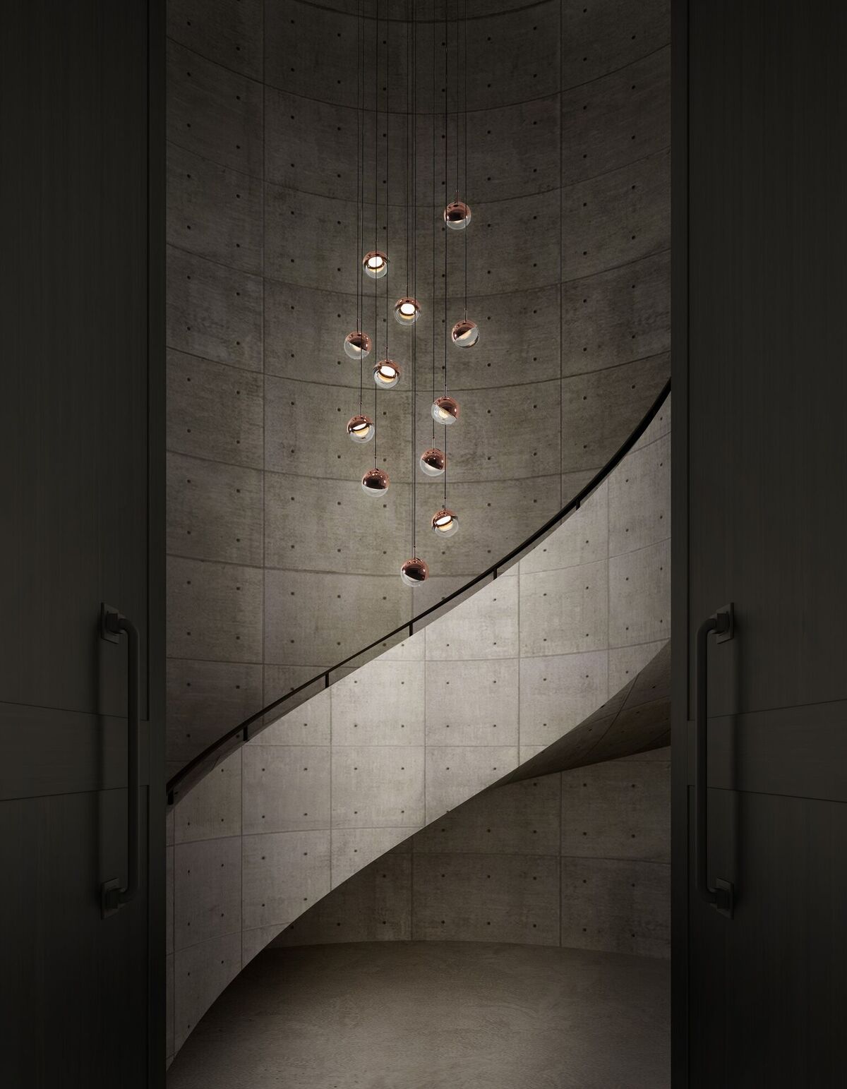 Solara Pendant Lamp Steel Glass Multi Drop Minimalist Staircase - Letslighting