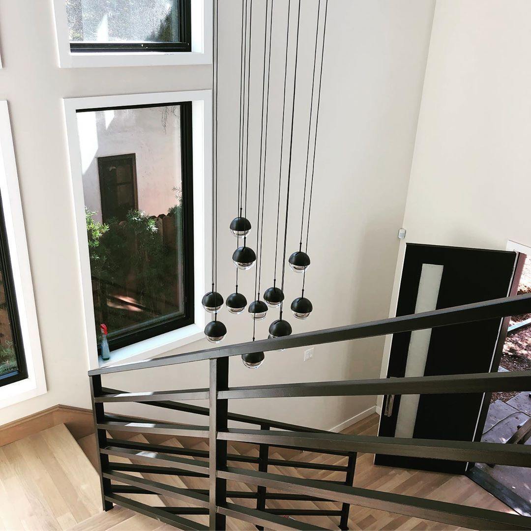 Solara Pendant Lamp Steel Glass Multi Drop Minimalist Staircase - Letslighting
