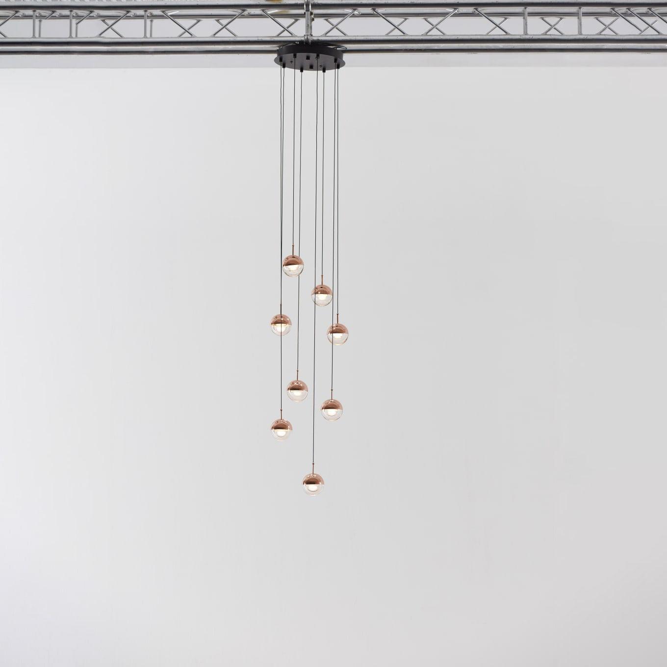 Solara Pendant Lamp Steel Glass Multi Drop Minimalist Staircase - Letslighting