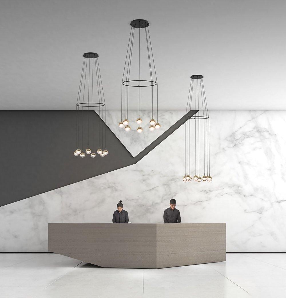 Solara Pendant Lamp Steel Glass Multi Drop Minimalist Staircase - Letslighting