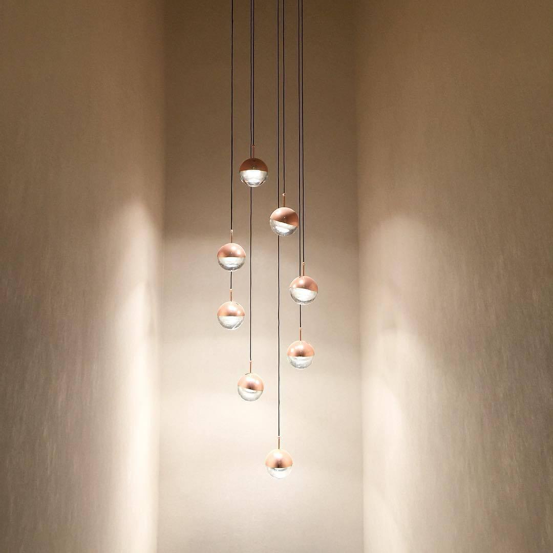Solara Pendant Lamp Steel Glass Multi Drop Minimalist Staircase - Letslighting