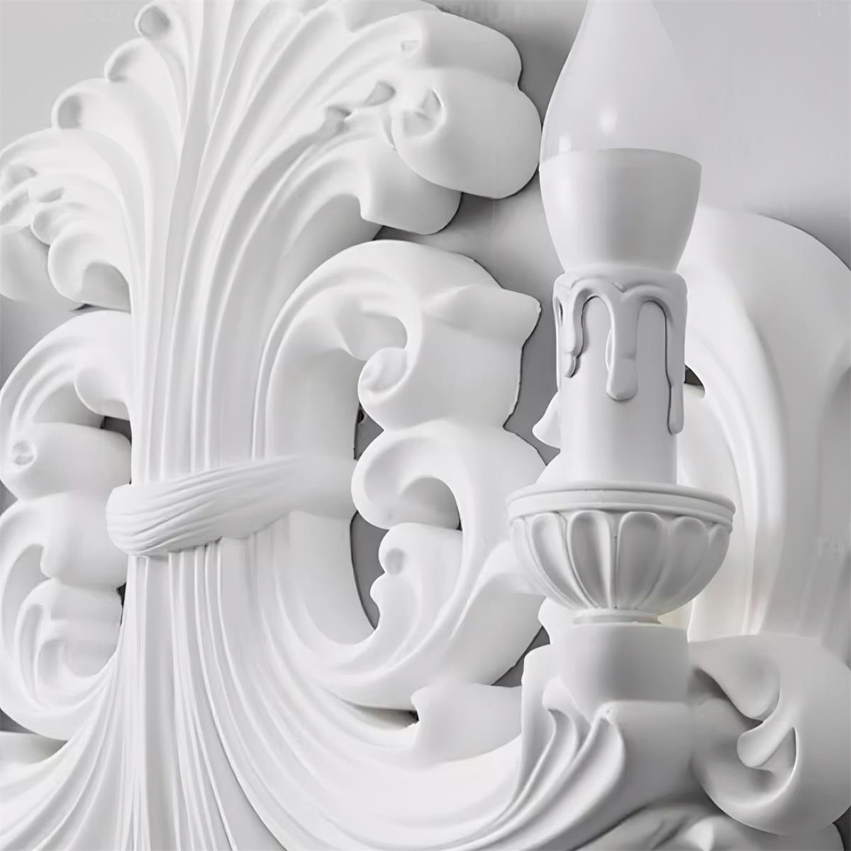 Wall Lamp Sculptural Plaster Candle Arms Uplighting Elegant - Letslighting