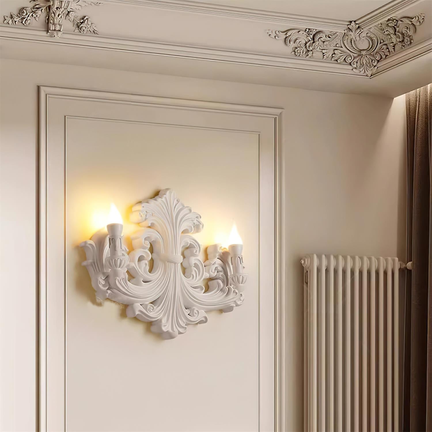 Wall Lamp Sculptural Plaster Candle Arms Uplighting Elegant - Letslighting