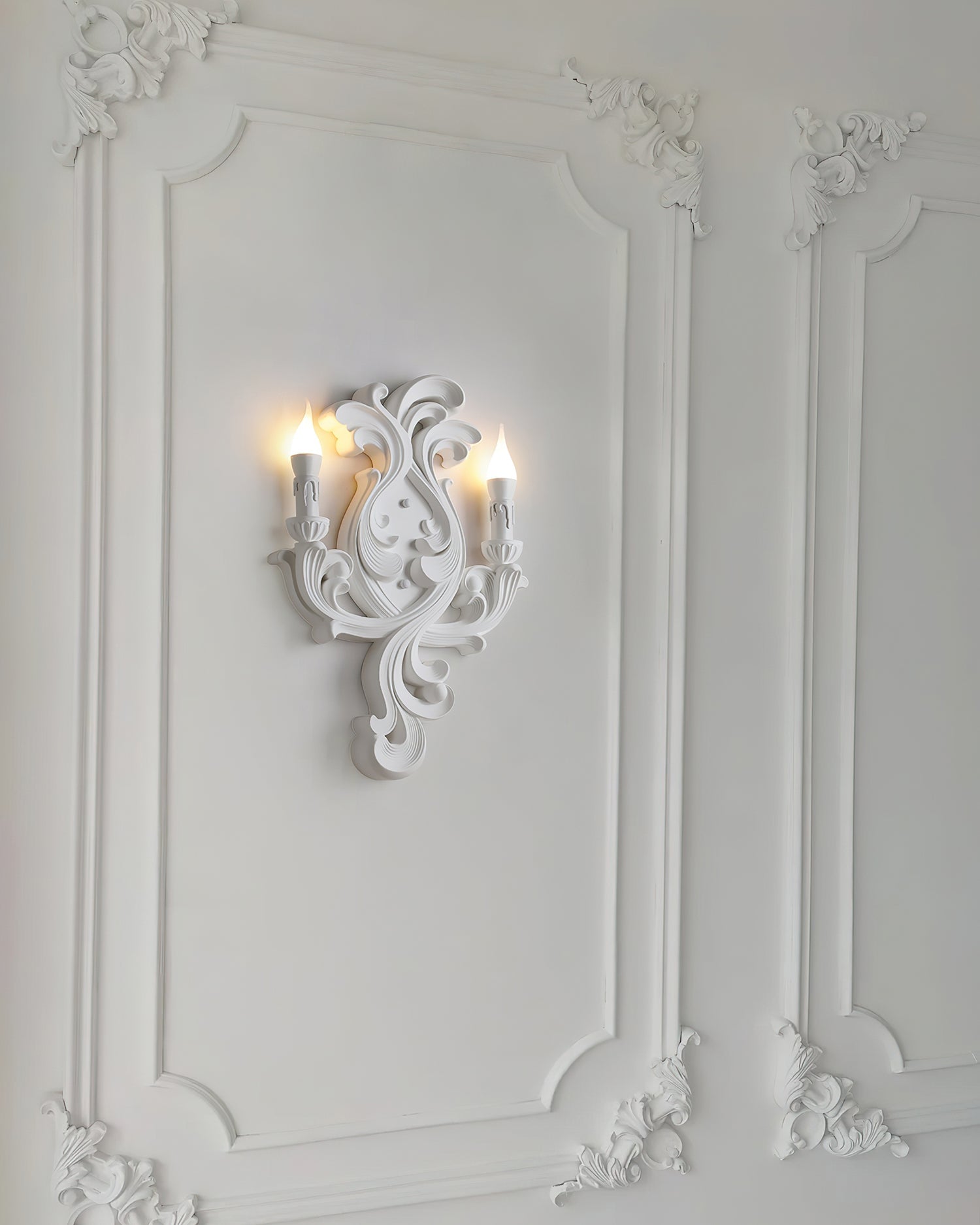 Wall Lamp Sculptural Plaster Candle Arms Uplighting Elegant - Letslighting