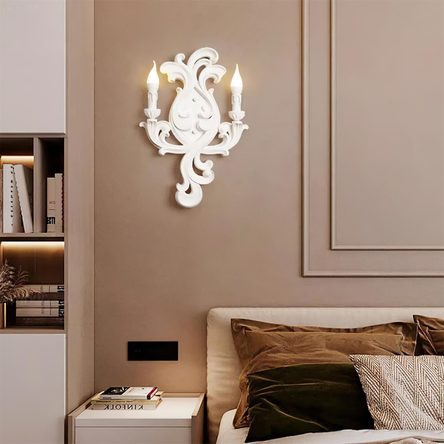 Wall Lamp Sculptural Plaster Candle Arms Uplighting Elegant - Letslighting