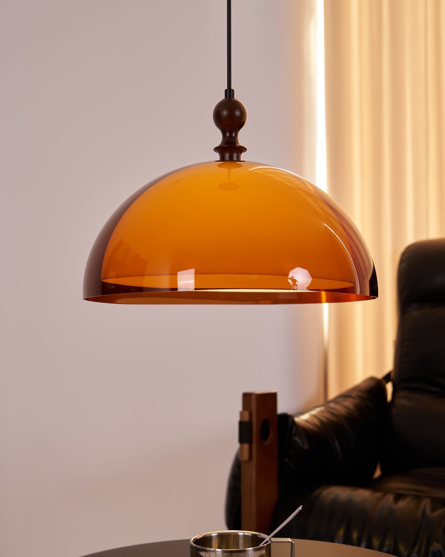 Solven Amber Glass Dome Pendant Light - Neutralighting