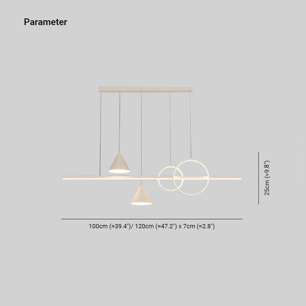 Arisha Contemporary Geometric Style Linear Metal Pendant Light White/Black