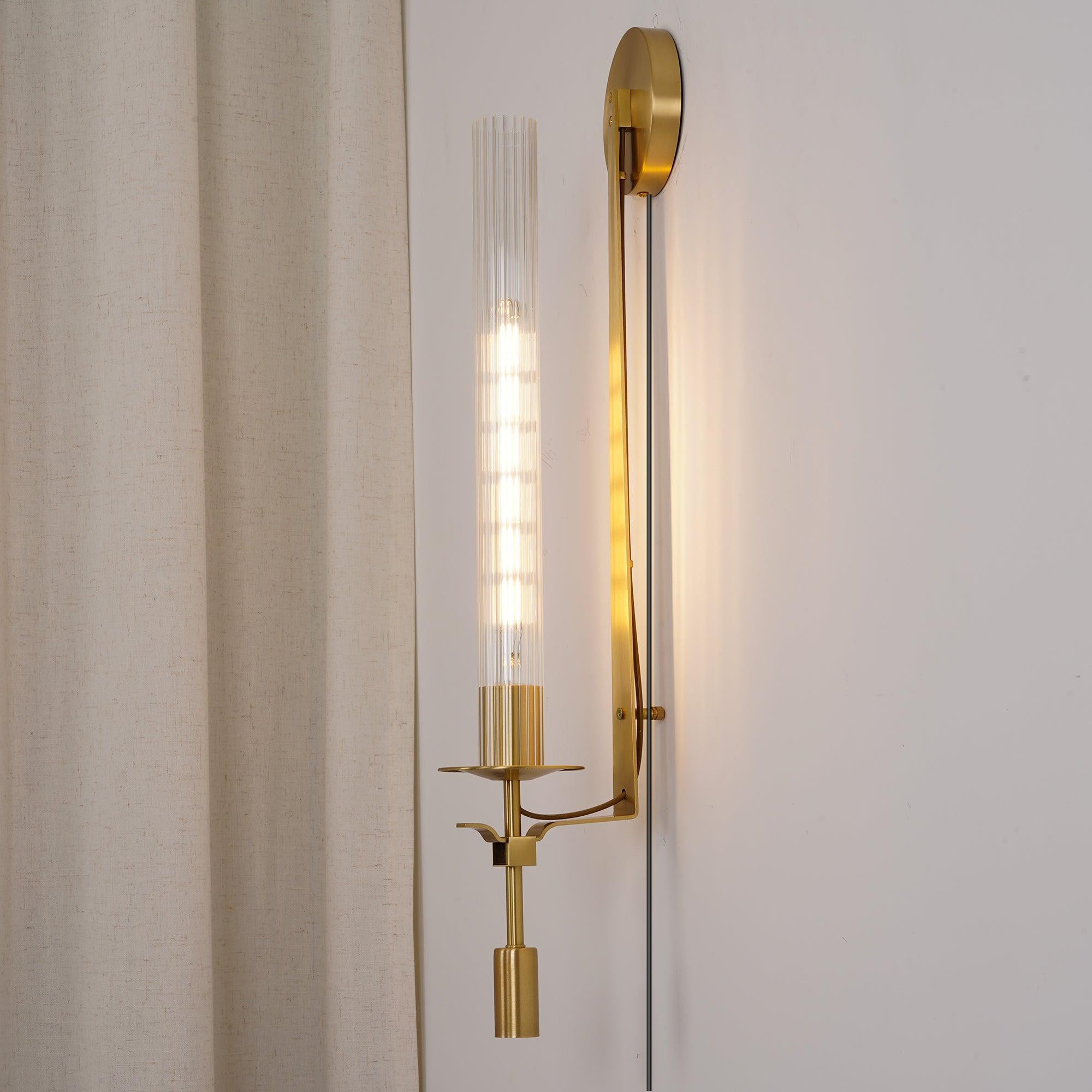 Ceshaisra French Classicism Plug-in Brass Glass Wall Lamp - Letslighting