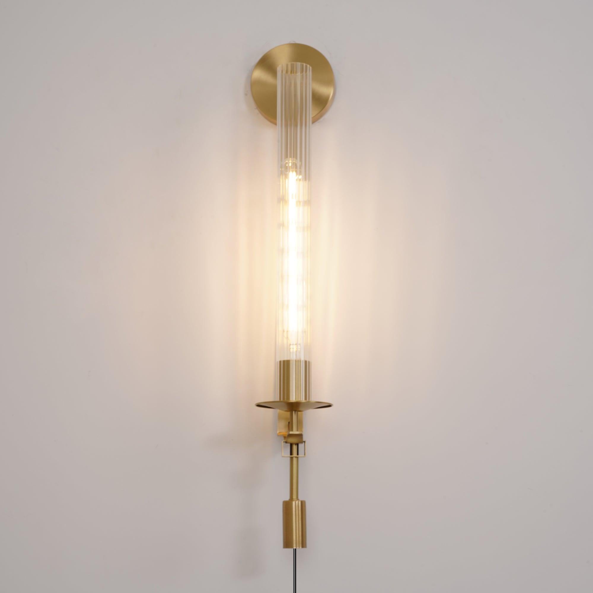 Ceshaisra French Classicism Plug-in Brass Glass Wall Lamp - Letslighting