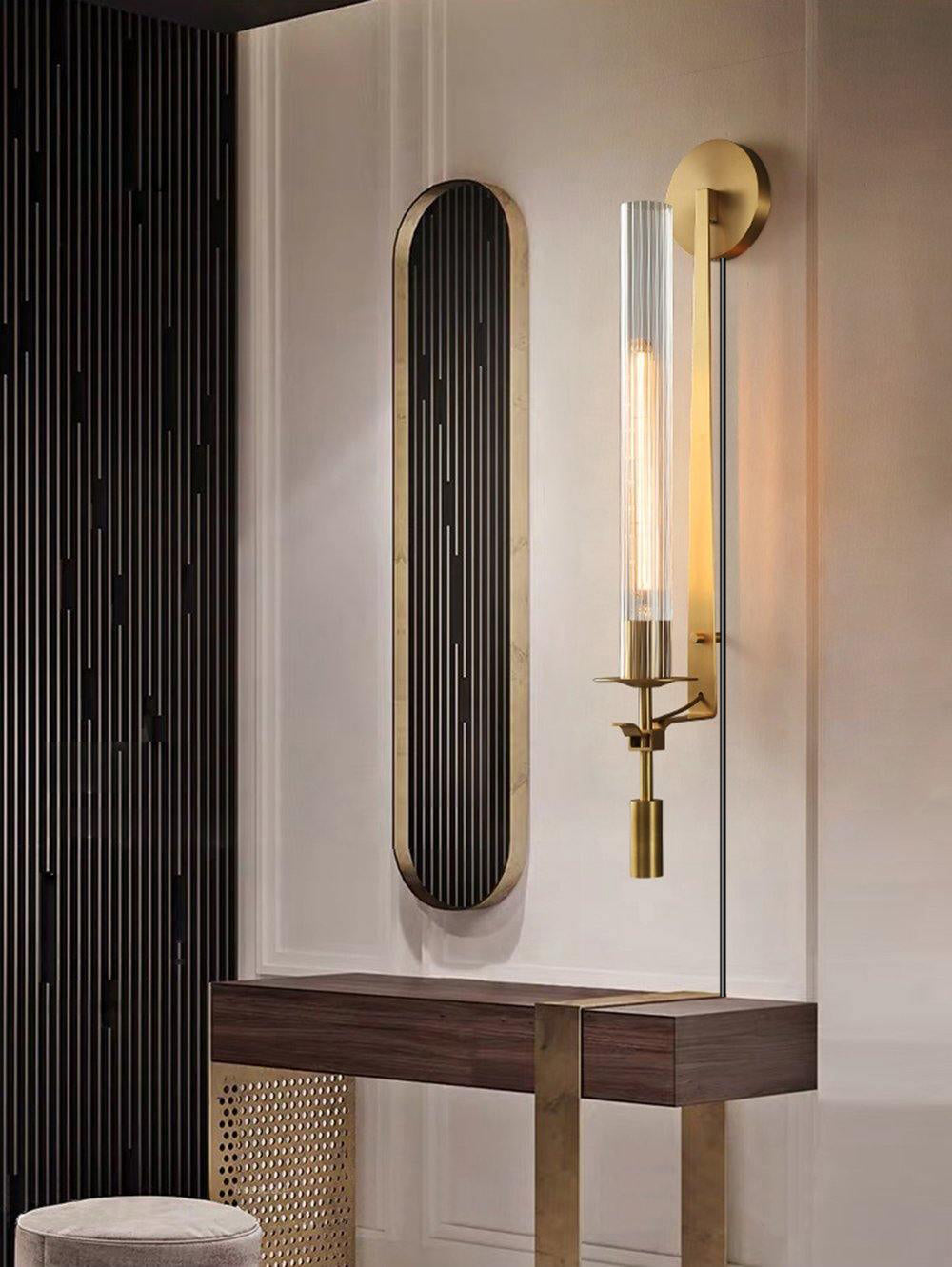 Ceshaisra French Classicism Plug-in Brass Glass Wall Lamp - Letslighting