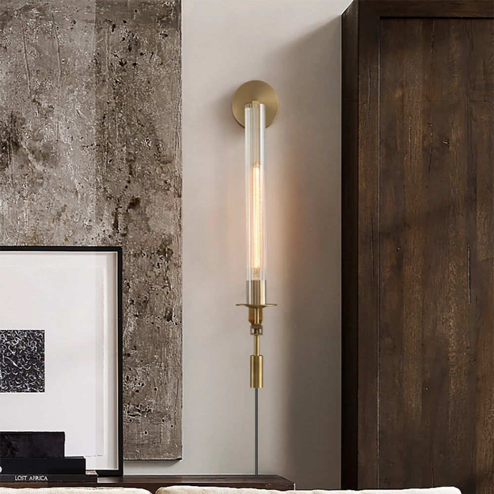 Ceshaisra French Classicism Plug-in Brass Glass Wall Lamp - Letslighting
