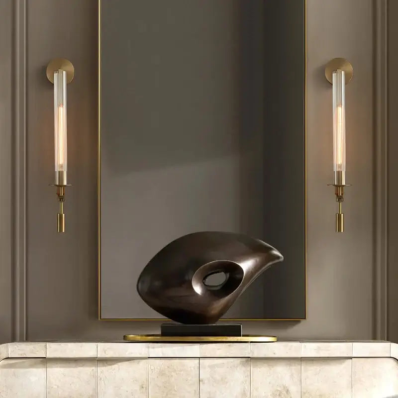 Ceshaisra French Classicism Plug-in Brass Glass Wall Lamp - Letslighting