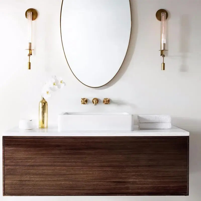 Ceshaisra French Classicism Plug-in Brass Glass Wall Lamp - Letslighting