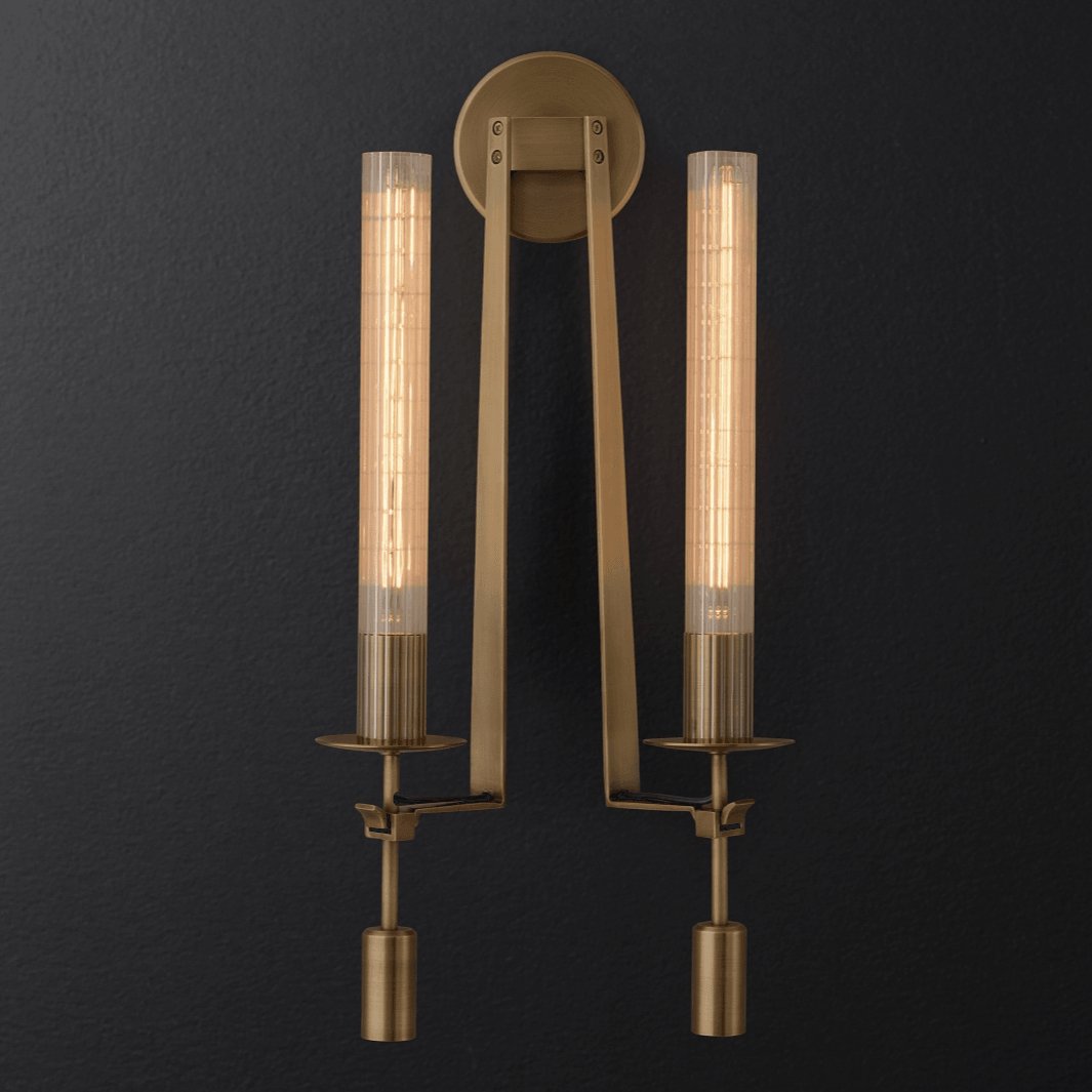 Ceshaisra French Classicism Plug-in Brass Glass Wall Lamp - Letslighting