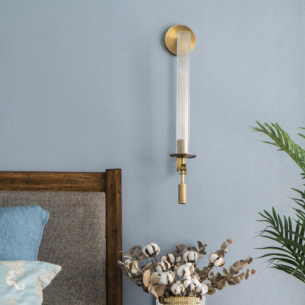Ceshaisra French Classicism Plug-in Brass Glass Wall Lamp - Letslighting