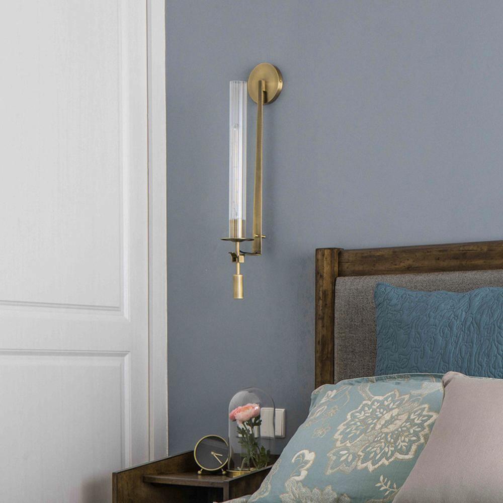 Ceshaisra French Classicism Plug-in Brass Glass Wall Lamp - Letslighting