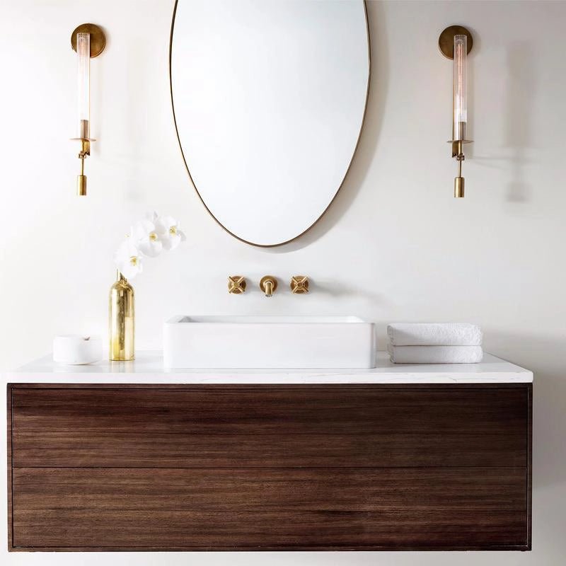 Ceshaisra French Classicism Plug-in Brass Glass Wall Lamp - Letslighting