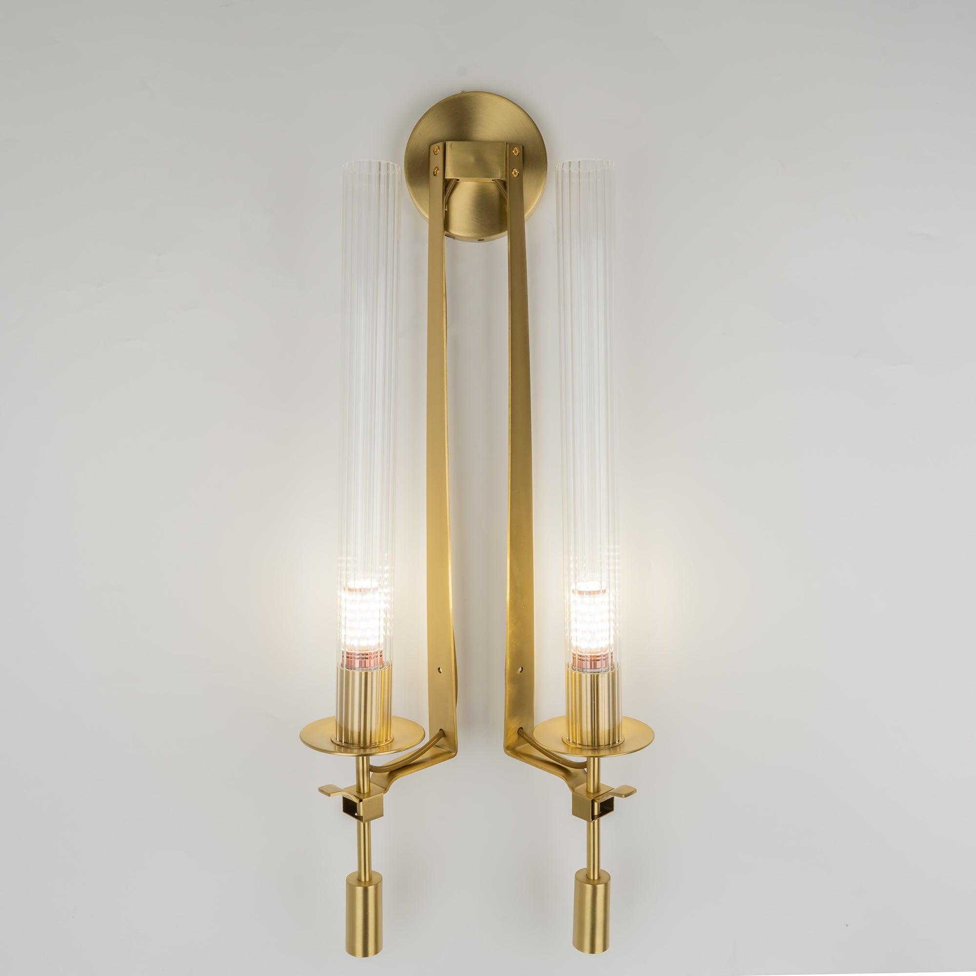 Ceshaisra French Classicism Plug-in Brass Glass Wall Lamp - Letslighting
