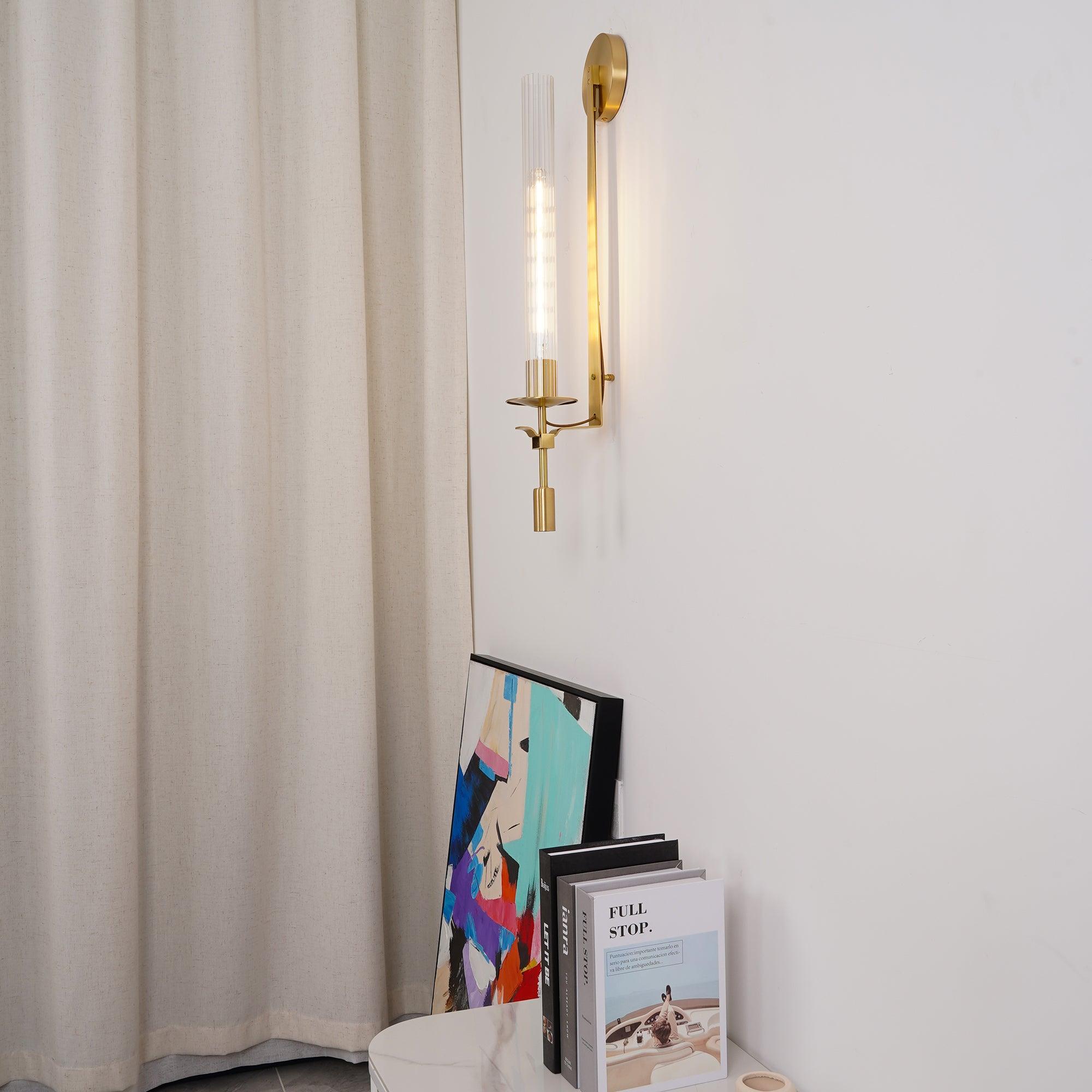Ceshaisra French Classicism Plug-in Brass Glass Wall Lamp - Letslighting
