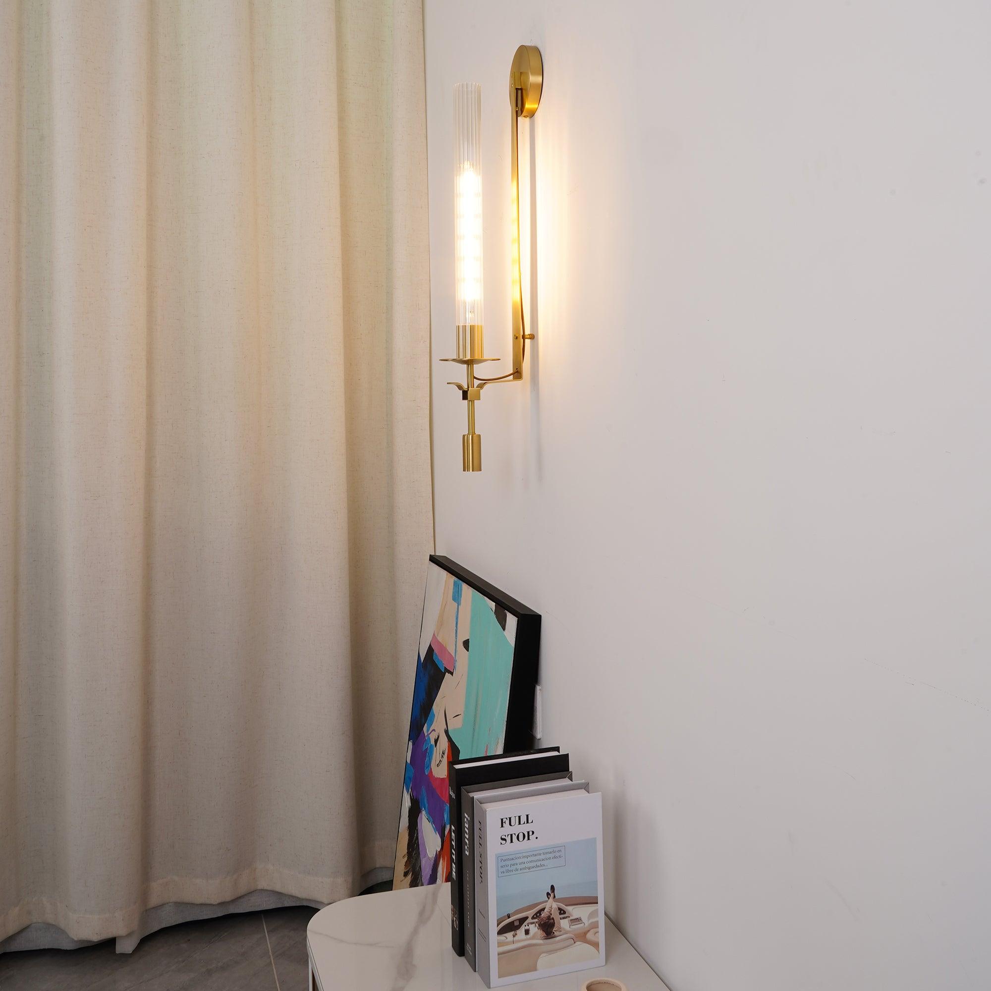 Ceshaisra French Classicism Plug-in Brass Glass Wall Lamp - Letslighting