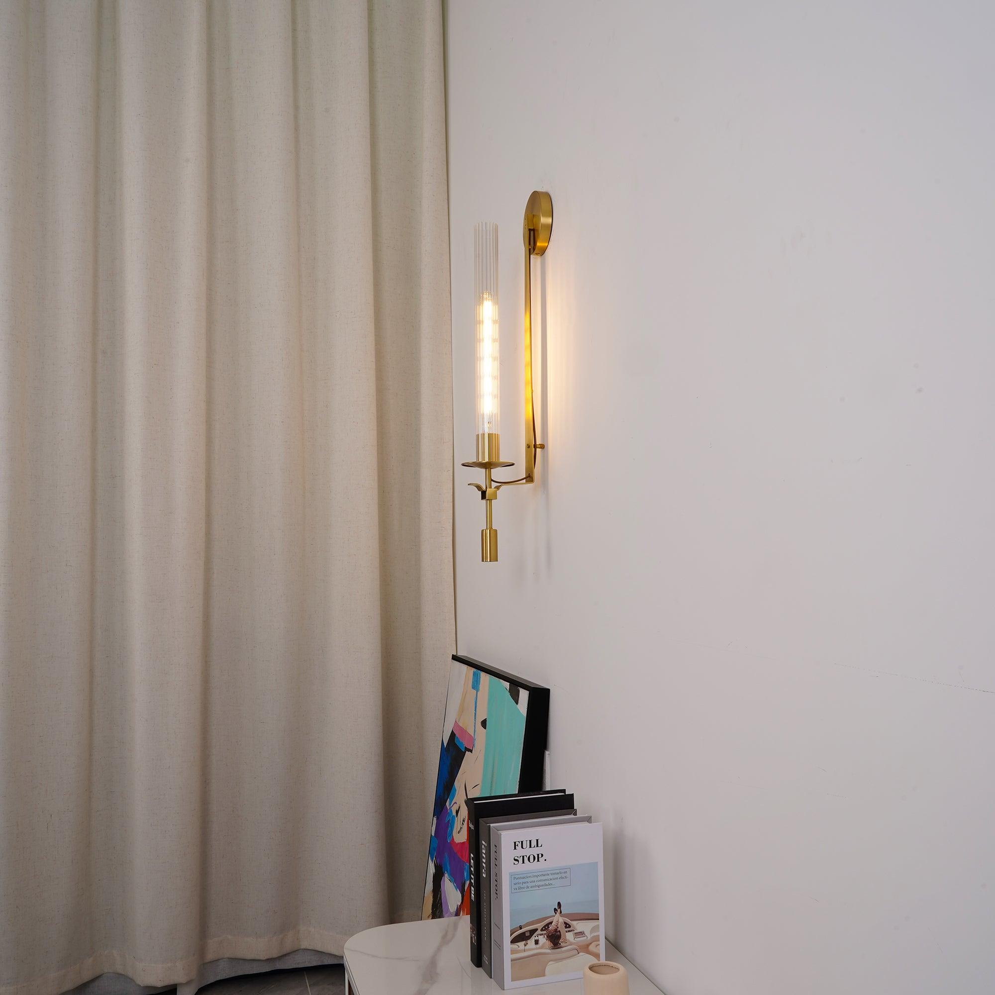 Ceshaisra French Classicism Plug-in Brass Glass Wall Lamp - Letslighting
