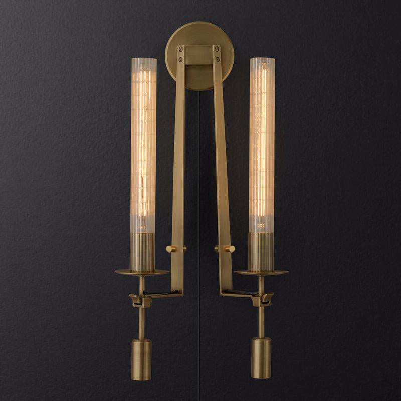 Ceshaisra French Classicism Plug-in Brass Glass Wall Lamp - Letslighting