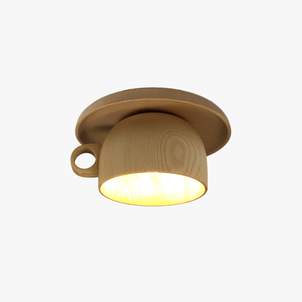 Arisha Modern Wood Cup Flush Mount Ceiling Light Bedroom