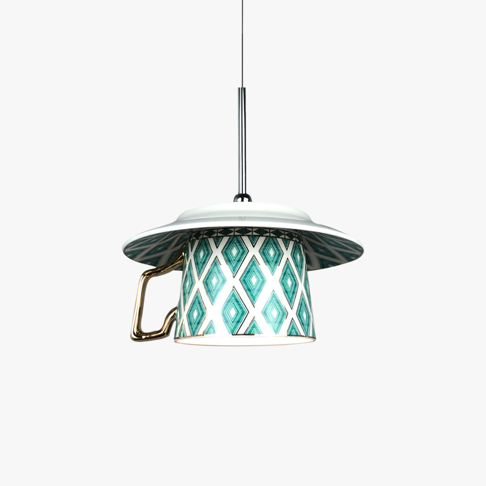 Valentina Vintage Argyle Pattern Cup Ceramic Pendant Light Bedroom