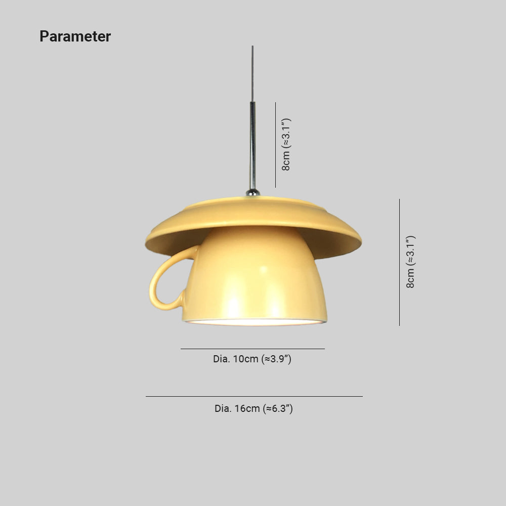 Valentina Pop Art Cup Ceramic LED Pendant Light Study Bedroom