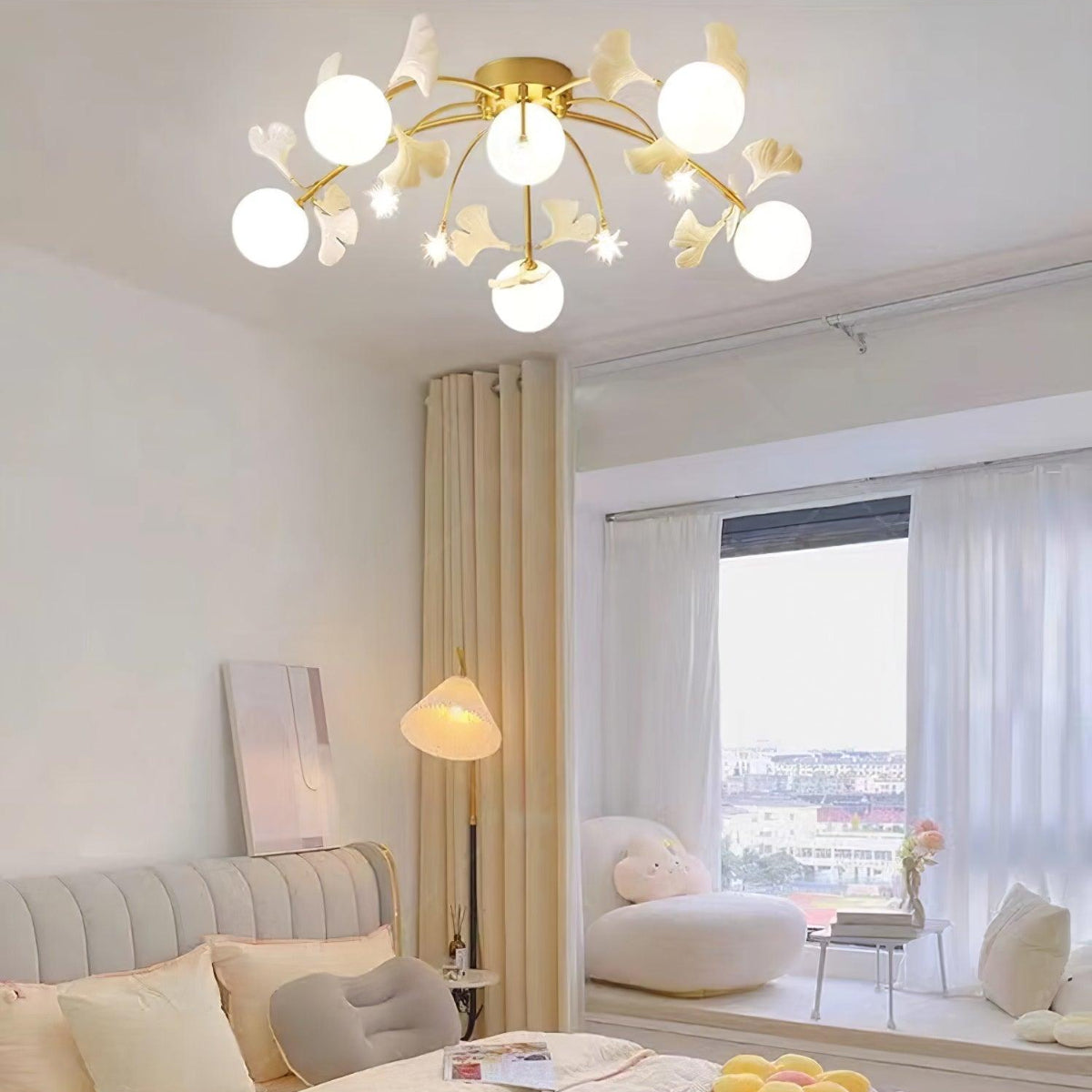 Olivia Nordic Multi Globe Metal/Ceramic Flush Mount Ceiling Light, White/Gold