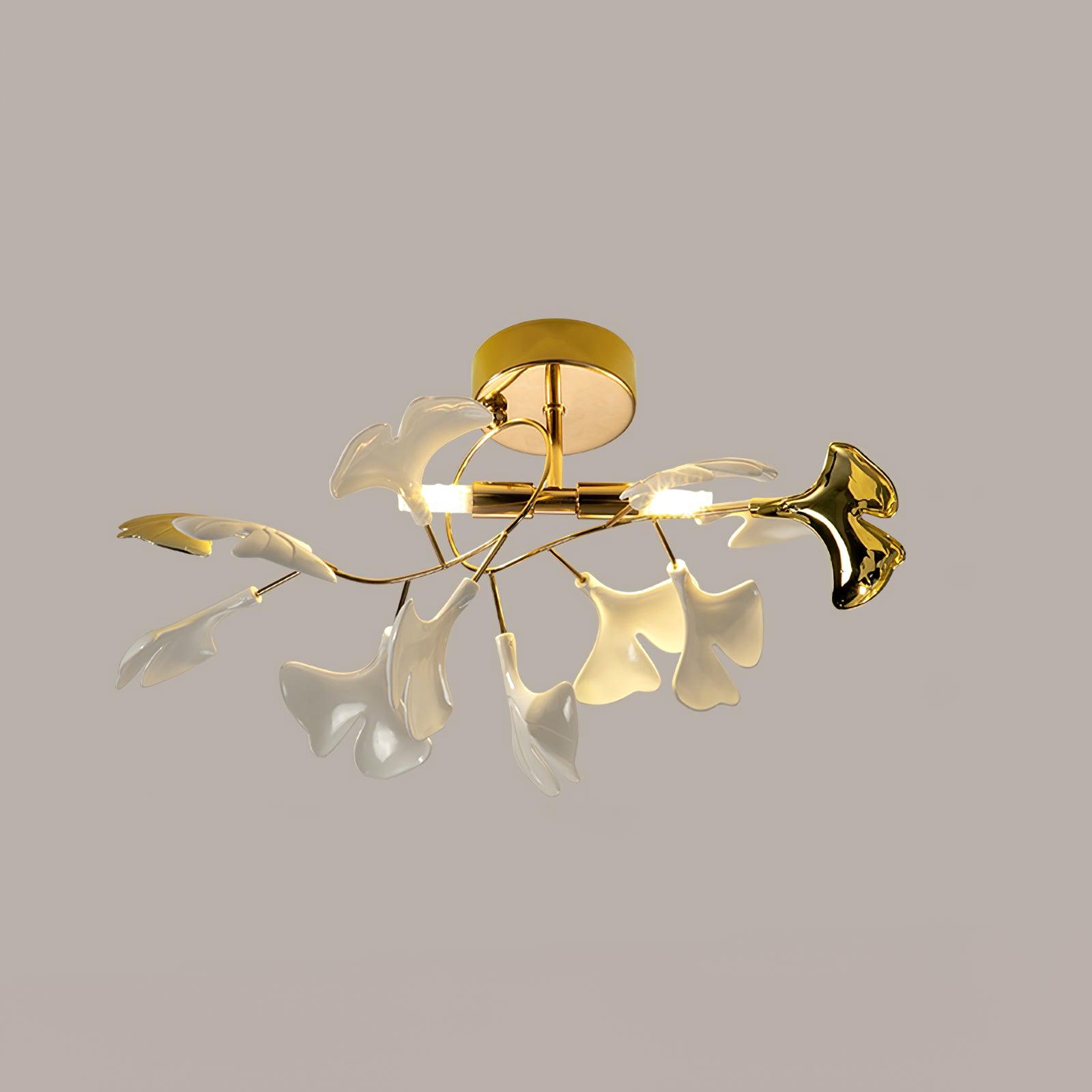 Solara Ceiling Lamp Gingko Leaves with Brass Branch - Letslighting