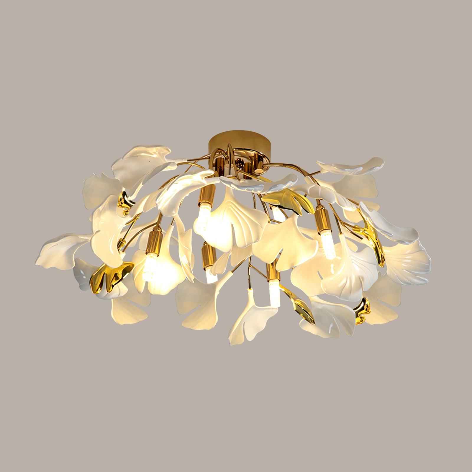 Solara Ceiling Lamp Gingko Leaves with Brass Branch - Letslighting