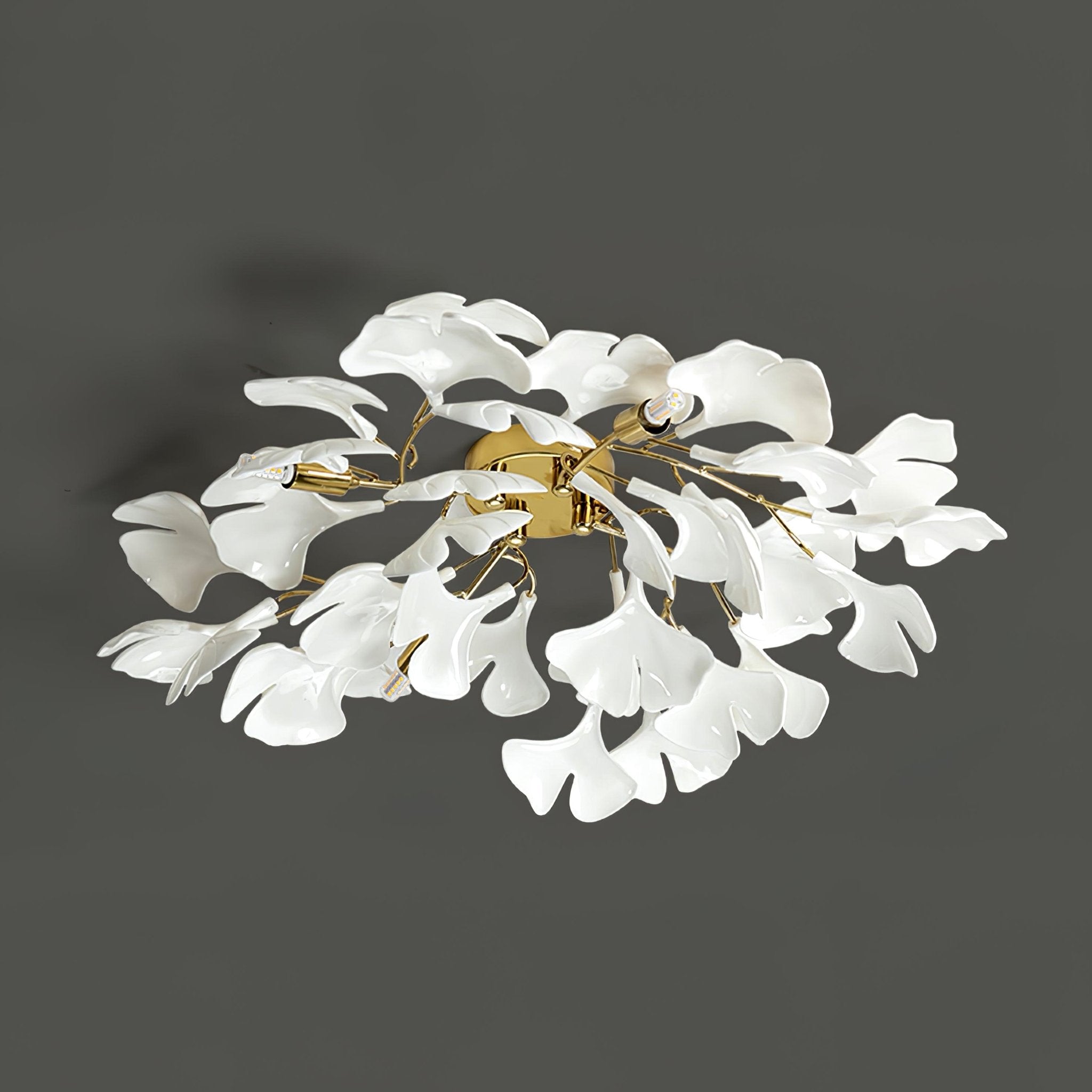 Solara Ceiling Lamp Gingko Leaves with Brass Branch - Letslighting