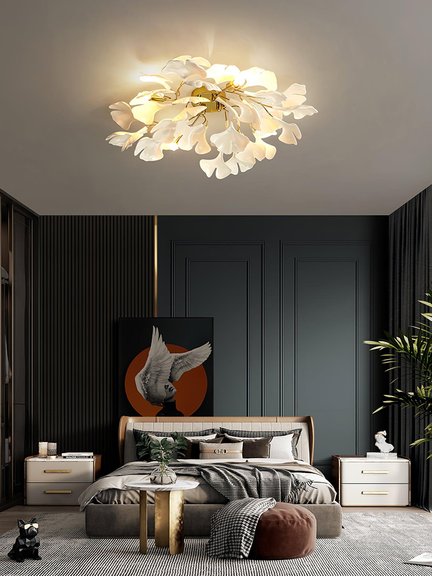 Solara Ceiling Lamp Gingko Leaves with Brass Branch - Letslighting
