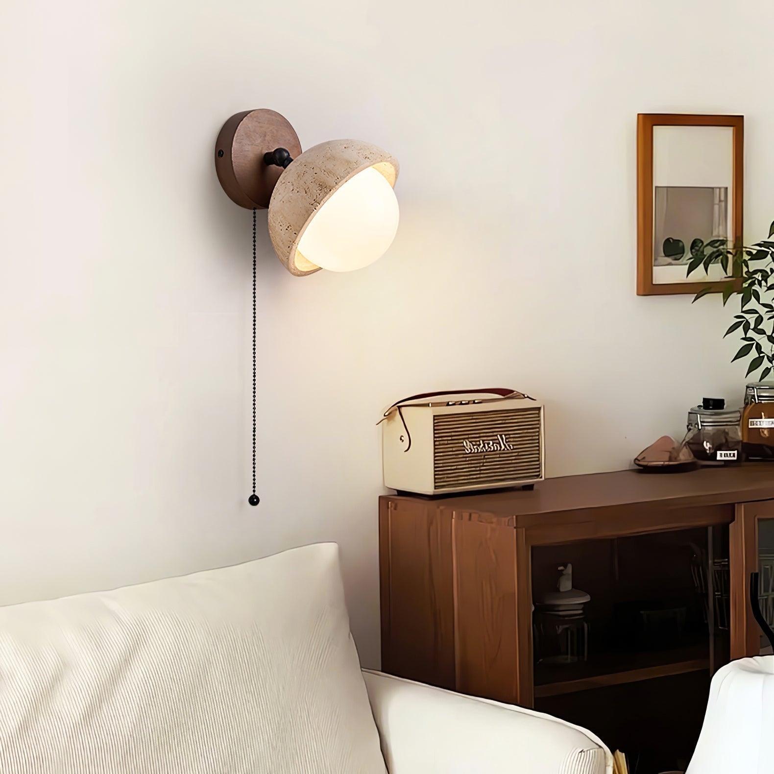 Avtale Arc-Shaped Travertine Wall Light - Neutralighting