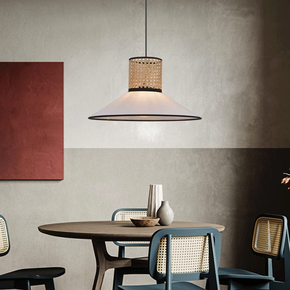 Ritta Modern Rattan/FabricPendant Light, White