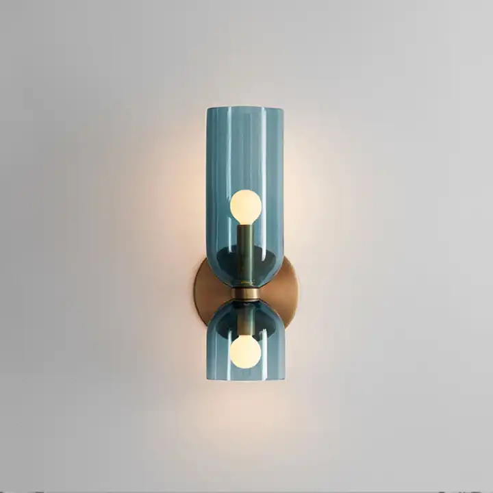 Valentina Modern Bedroom Glass Wall Lamp Sconce, Blue/Gray/White