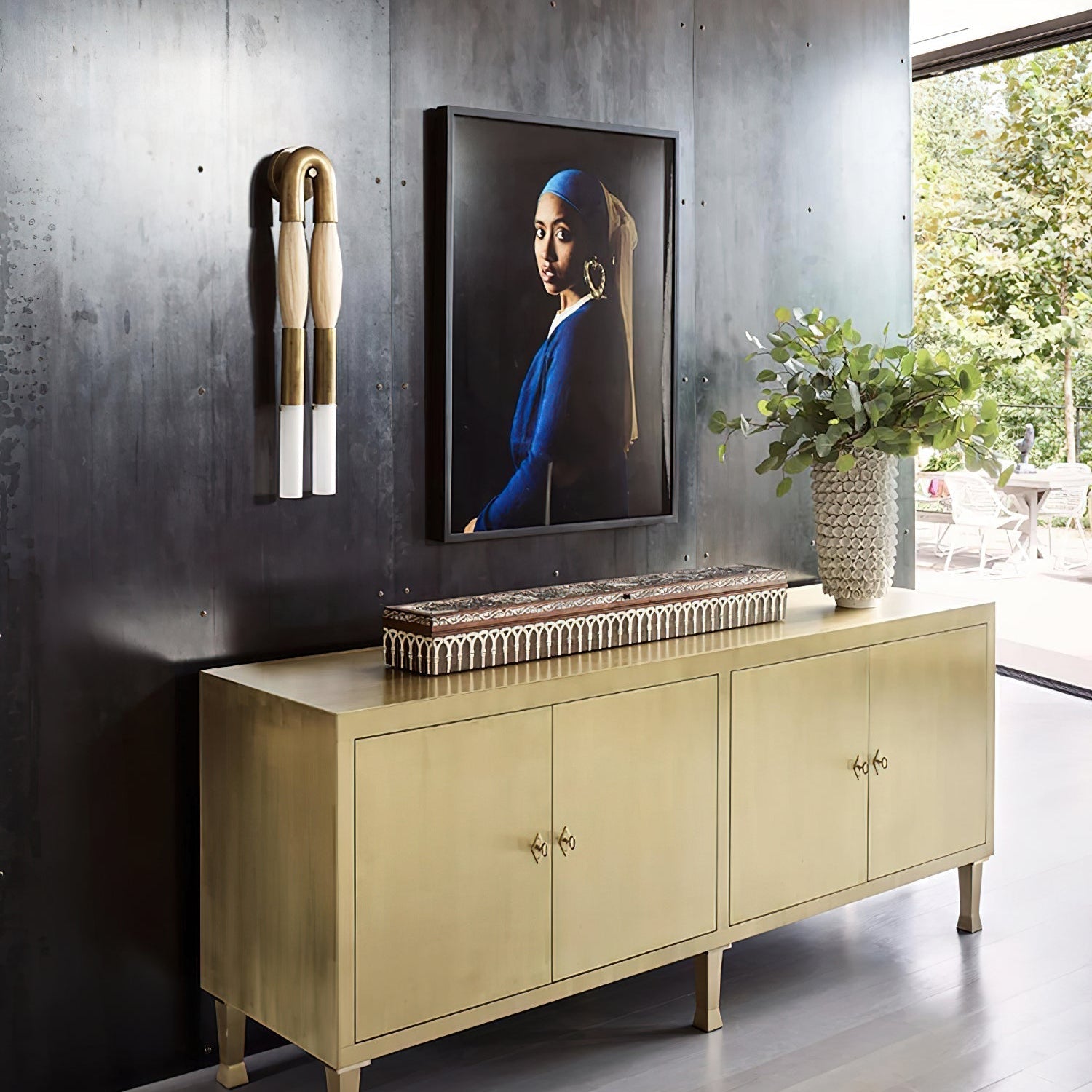 Lustra Wall Lamp Horsehair Glass Brass - Letslighting