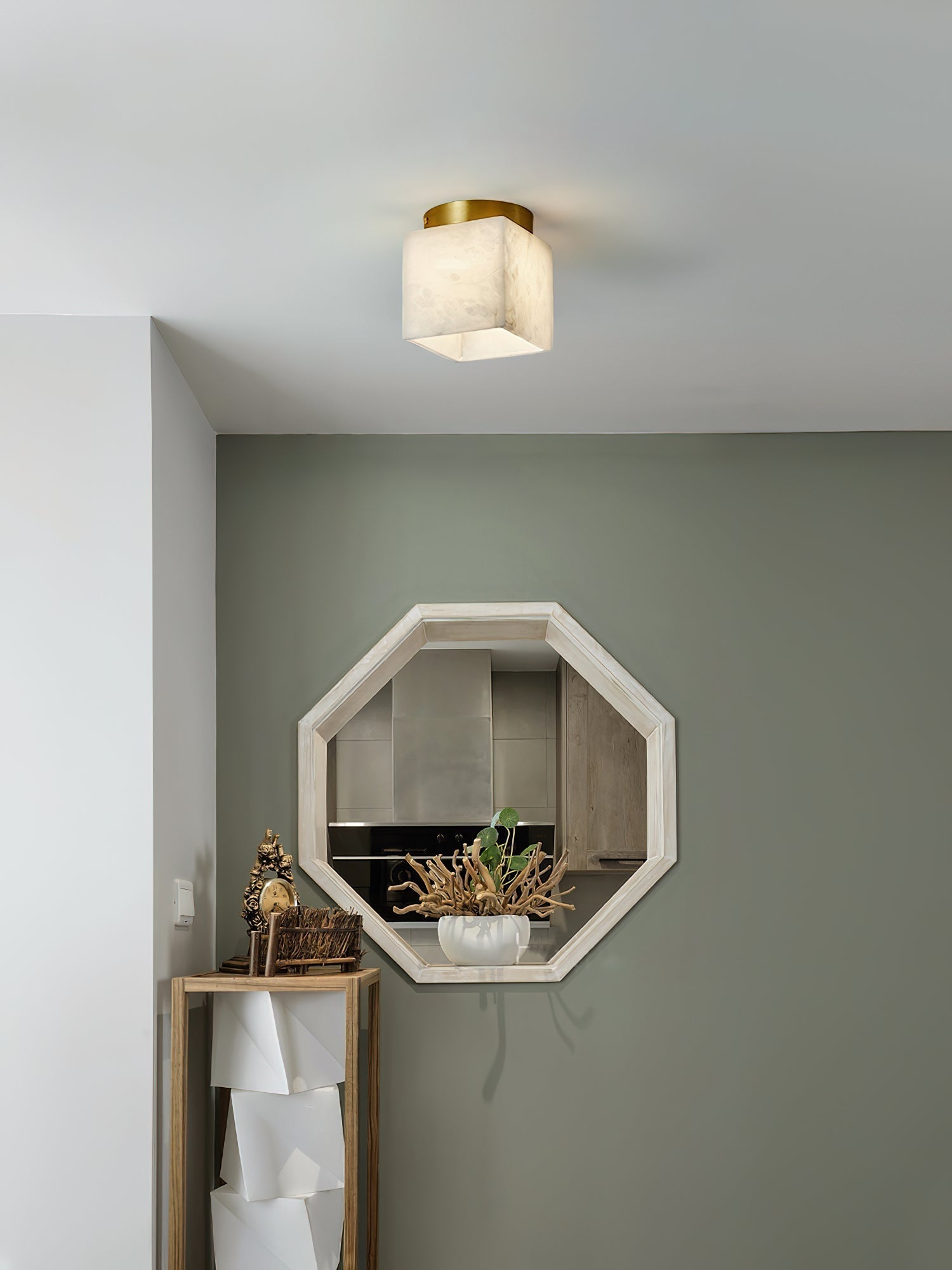 Usilia Modern Minimalist Brass Alabaster Ceiling Light - Letslighting