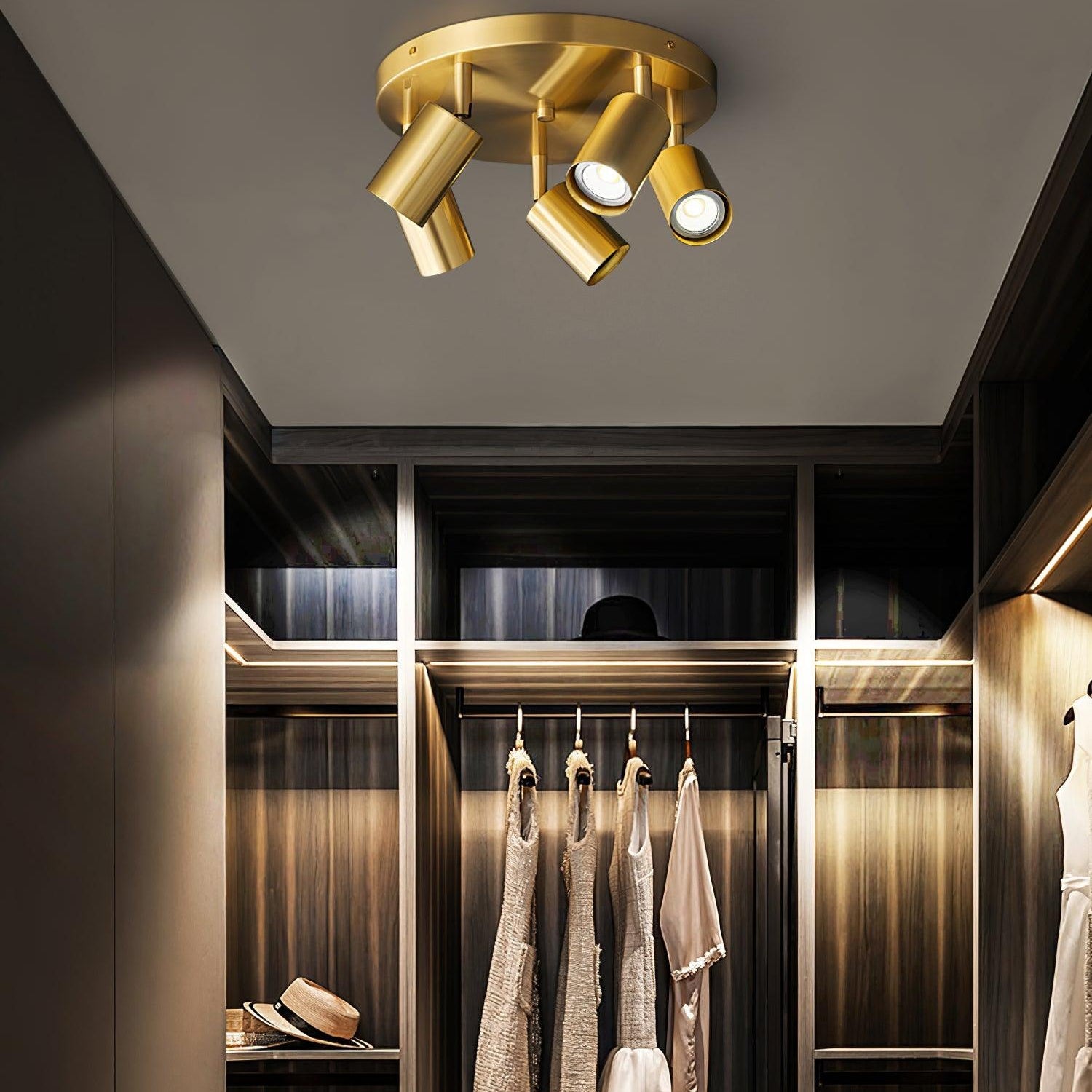 Solara Ceiling Lamp Brass Cylinder Adjustable Contemporary - Letslighting