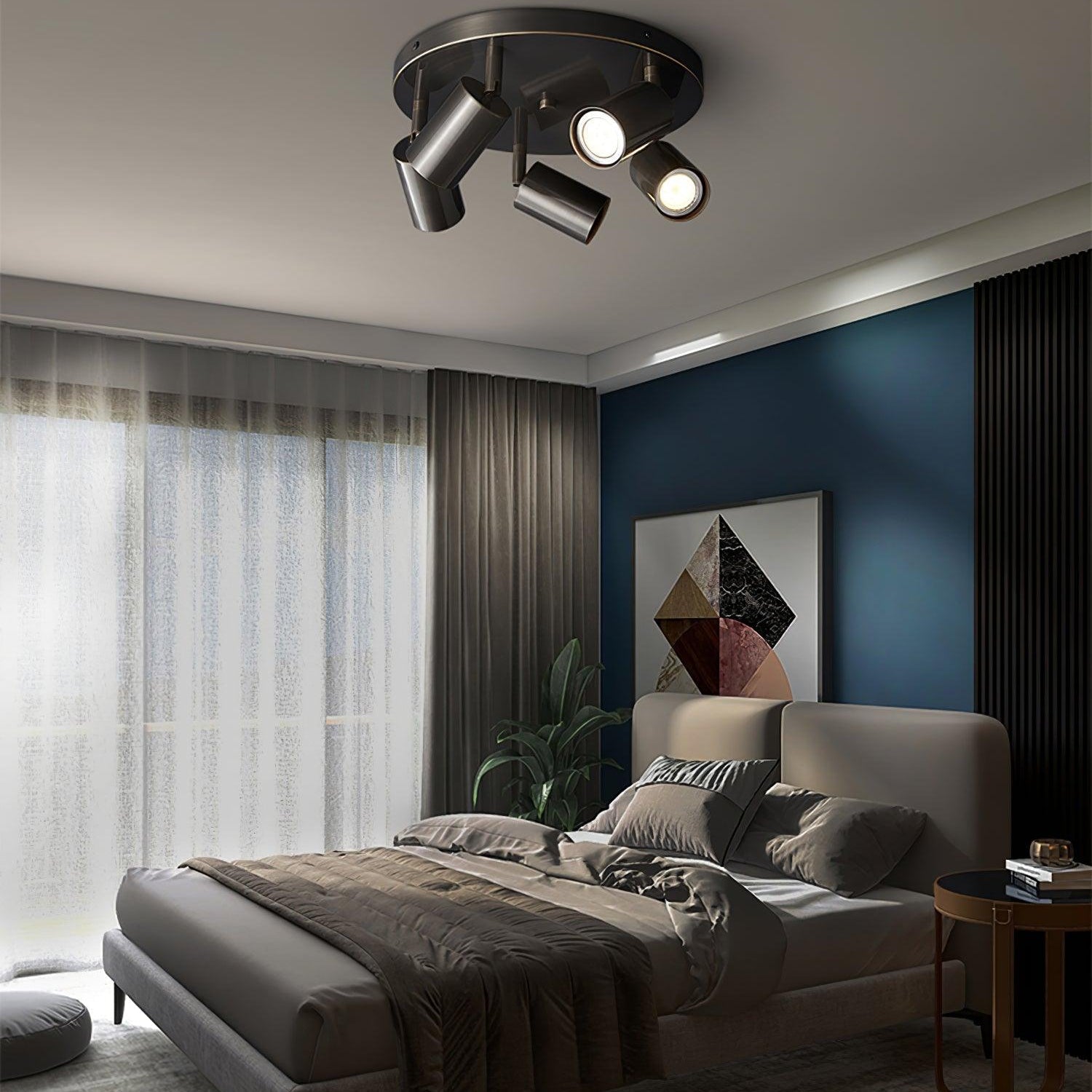 Solara Ceiling Lamp Brass Cylinder Adjustable Contemporary - Letslighting