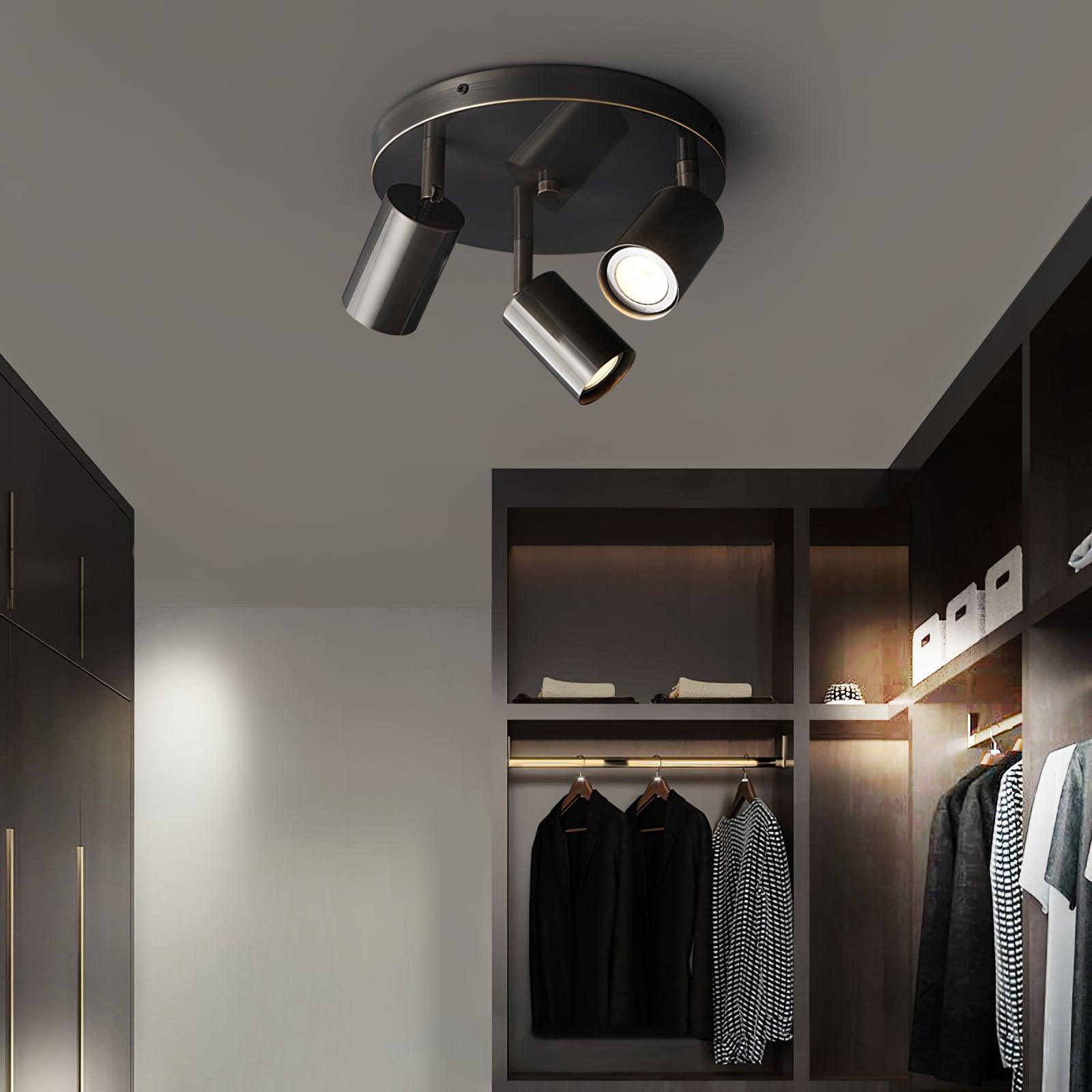 Solara Ceiling Lamp Brass Cylinder Adjustable Contemporary - Letslighting