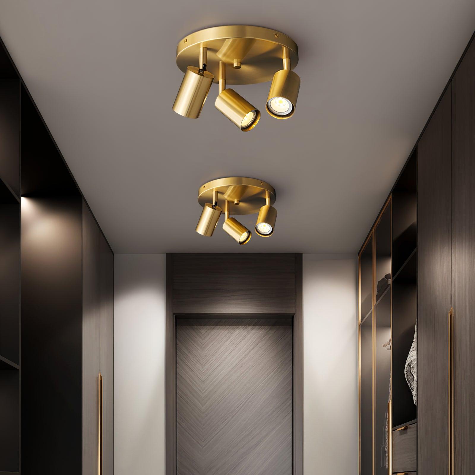 Solara Ceiling Lamp Brass Cylinder Adjustable Contemporary - Letslighting
