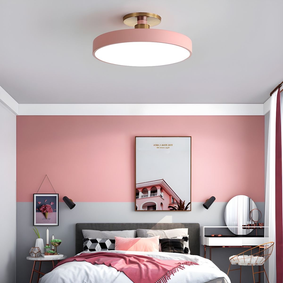 Solara Ceiling Lamp Flush Mount Black and Gold Modern - Letslighting