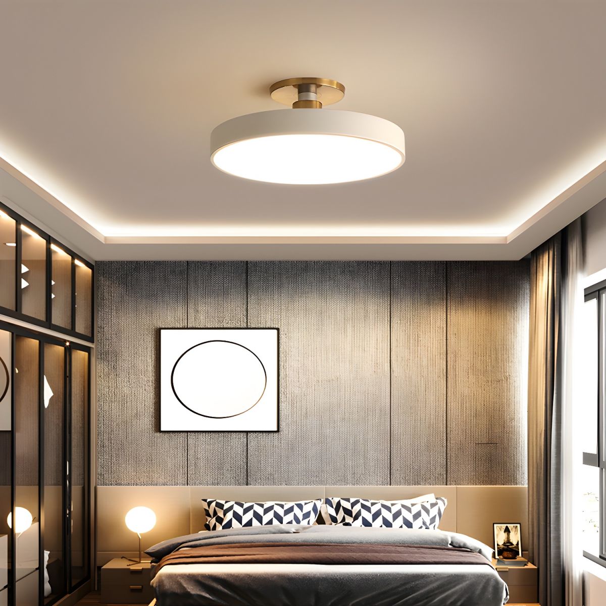 Solara Ceiling Lamp Flush Mount Black and Gold Modern - Letslighting