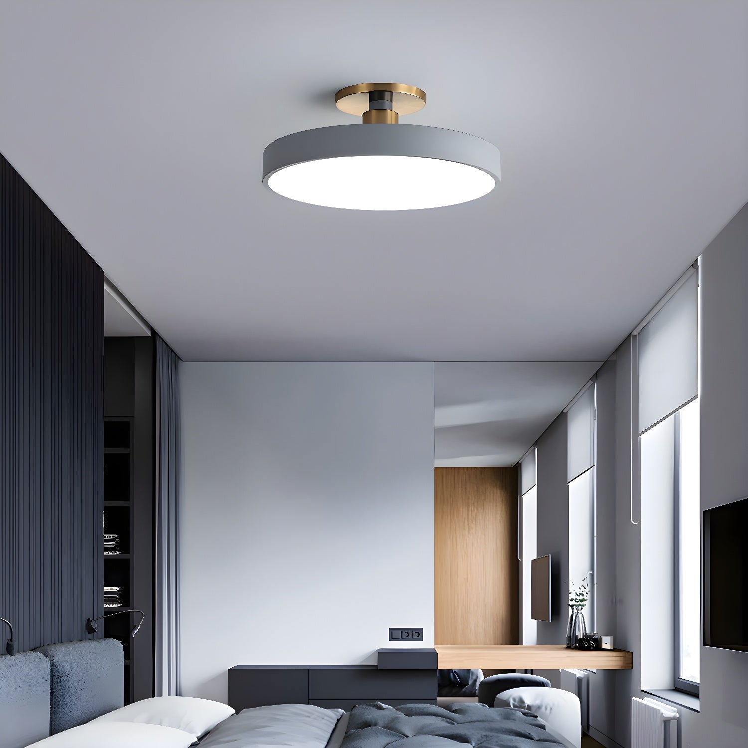 Solara Ceiling Lamp Flush Mount Black and Gold Modern - Letslighting
