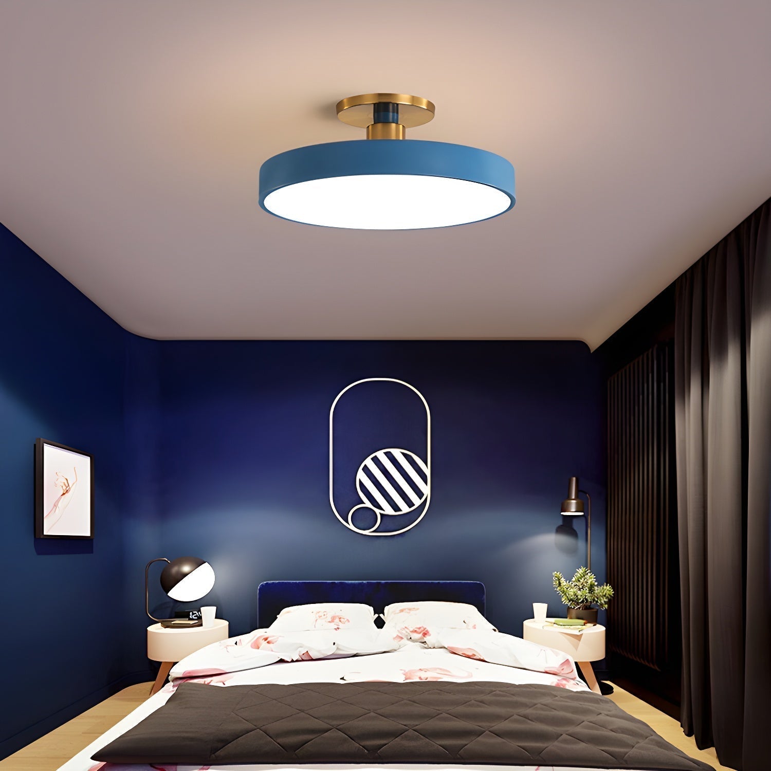 Solara Ceiling Lamp Flush Mount Black and Gold Modern - Letslighting