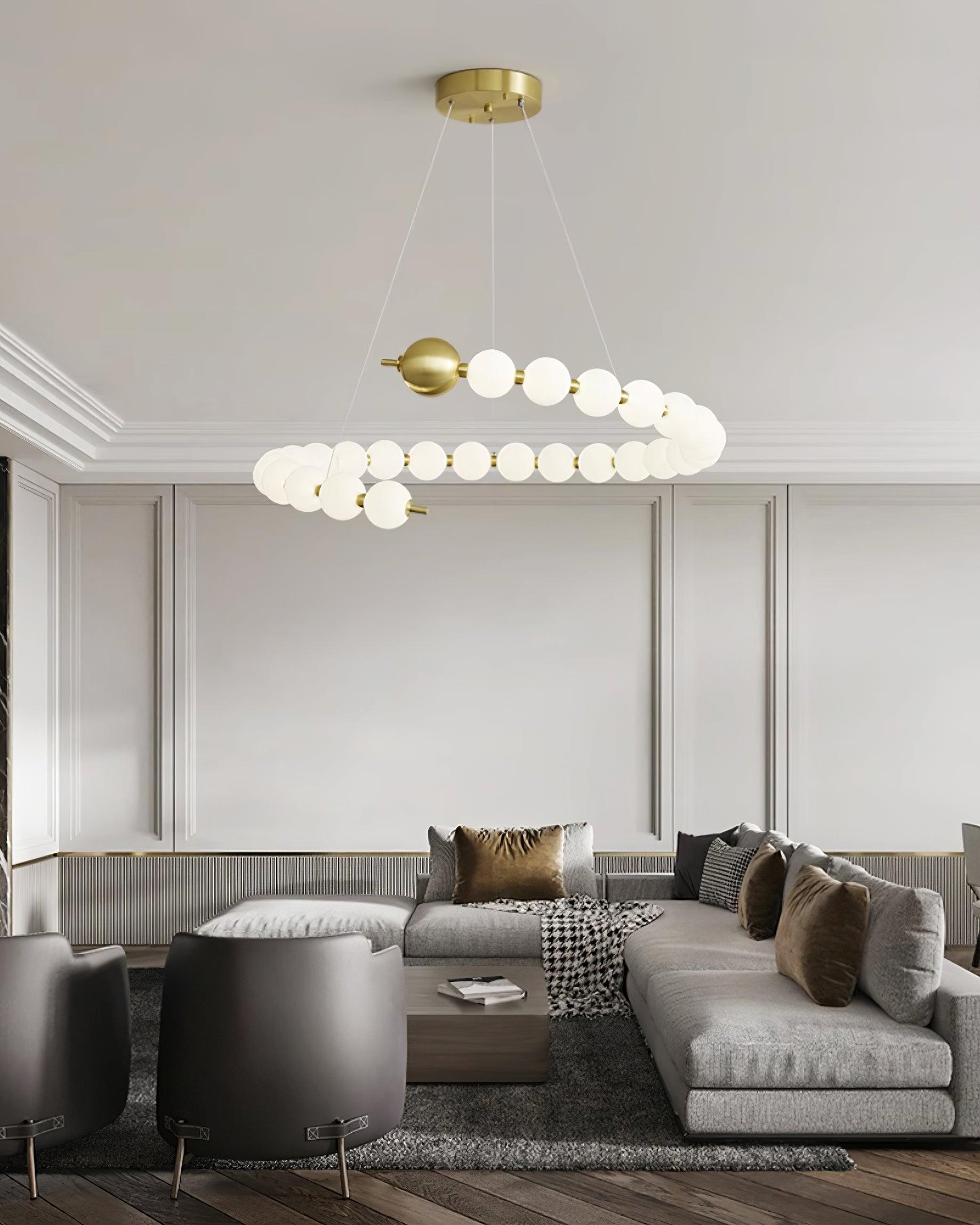 Chandelier Brass Ring Acrylic Spheres Modern Minimalist - Neutralighting